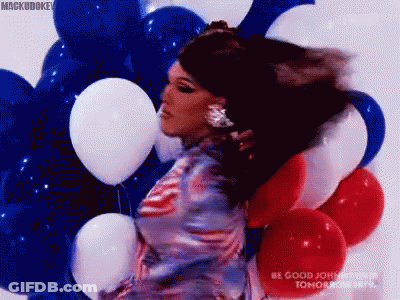Woman With Balloons GIF