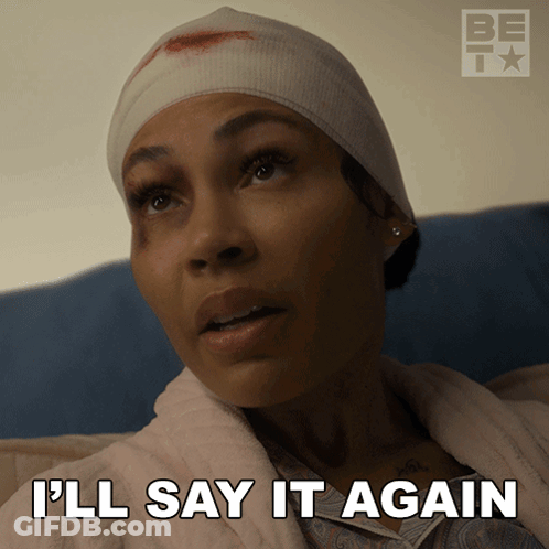 Woman With Bandaged Head Saying I'll Say It Again GIF