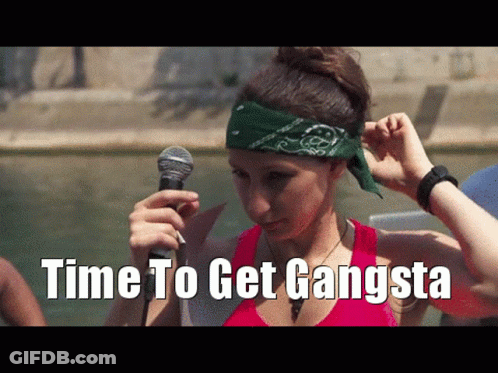 Woman With Bandana Holding Microphone Time To Get Gangsta GIF