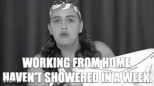 Woman With Bandana Working From Home Haven't Showered In A Week GIF