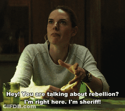 Woman With Beer And Sandwich Talking About Rebellion GIF