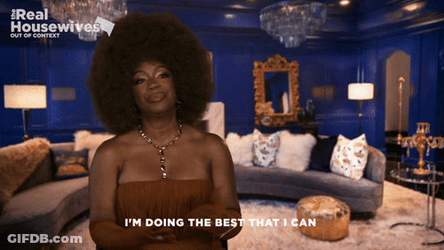 Woman With Big Afro Saying I'm Doing The Best That I Can GIF