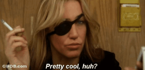 Woman With Black Eye Patch Smoking Cigarette Saying Pretty Cool Huh GIF