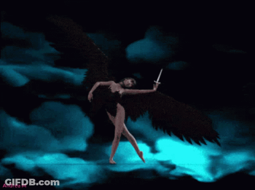 Woman With Black Wings And Sword By Andrea M GIF