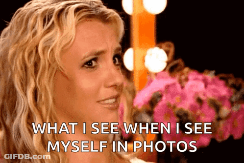 Woman With Blonde Hair Saying What I See When I See Myself In Photos GIF