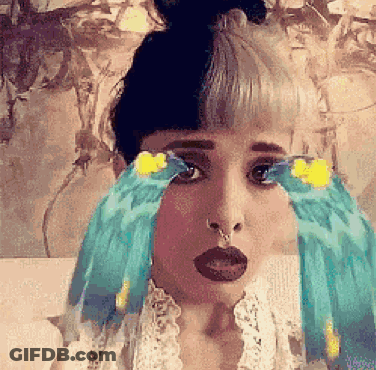 Woman With Blue Birds In Hair Funny Face GIF