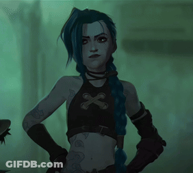 Woman With Blue Braid And Black Cross Top GIF