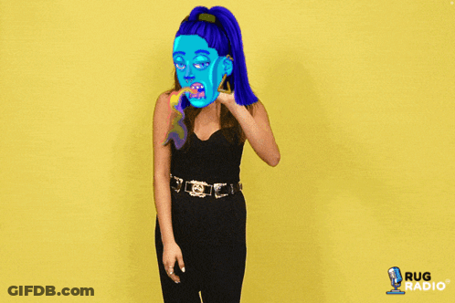 Woman With Blue Face Saying Nope GIF
