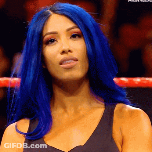 Woman With Blue Hair And Black Shirt GIF