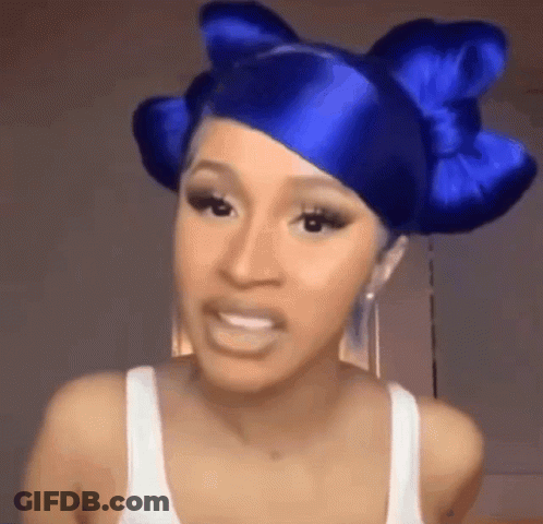 Woman With Blue Hair And Bow Talking GIF
