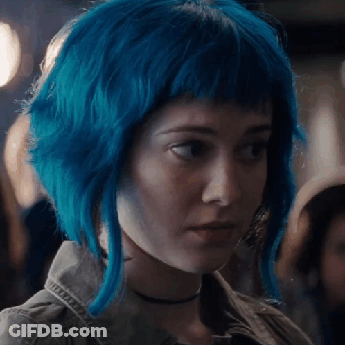 Woman With Blue Hair And Choker GIF