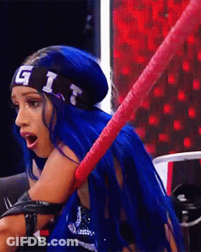 Woman With Blue Hair And G1 Headband GIF