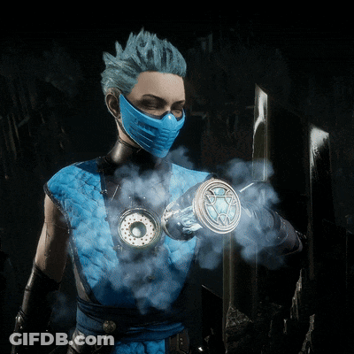 Woman With Blue Hair And Mask In Smoke GIF