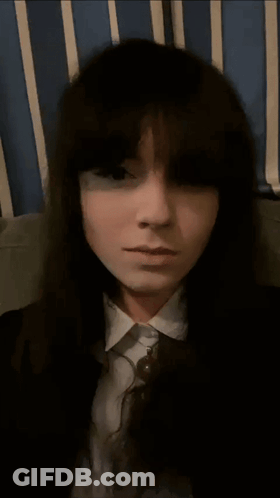 Woman With Blue Hair And Never Give Up Shirt GIF
