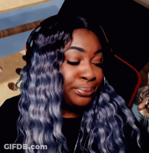 Woman With Blue Hair And Nose Ring Smiling GIF
