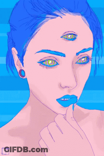 Woman With Blue Hair And Three Eyes GIF