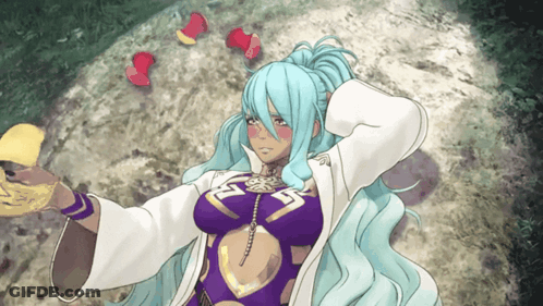 Woman With Blue Hair And White Coat GIF