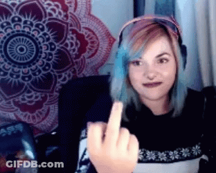 Woman With Blue Hair Giving Middle Finger GIF