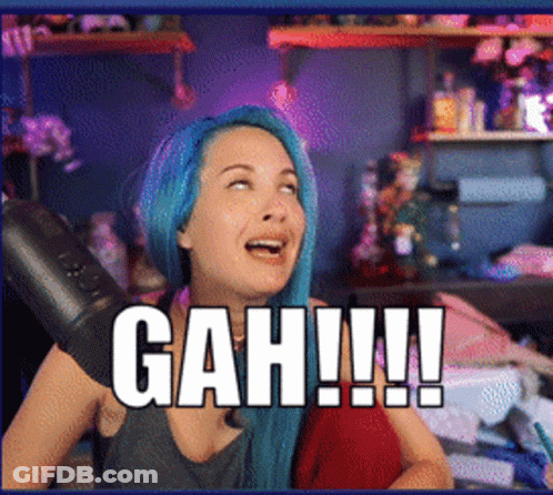 Woman With Blue Hair Holding Microphone GAH GIF
