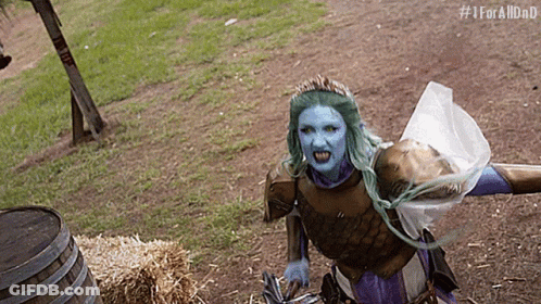 Woman With Blue Hair In Field GIF