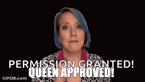Woman With Blue Hair Making Fist Permission Granted GIF