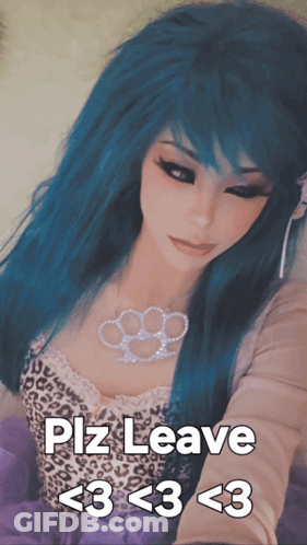 Woman With Blue Hair Plz Leave <3 GIF