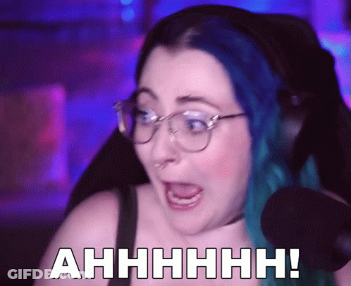 Woman With Blue Hair Saying Ahhhh Into Mic GIF