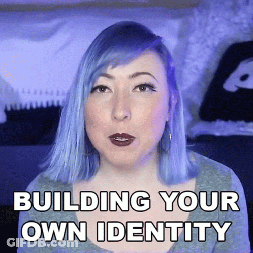 Woman With Blue Hair Saying Building Your Own Identity GIF