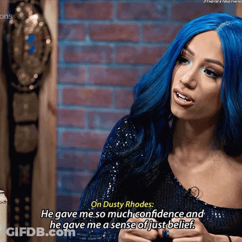 Woman With Blue Hair Saying Dusty Rhodes GIF