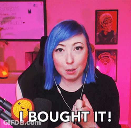 Woman With Blue Hair Saying I Bought It GIF