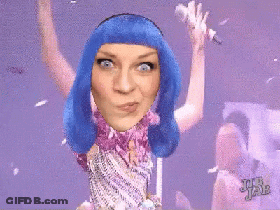 Woman With Blue Hair Saying Job Jab GIF
