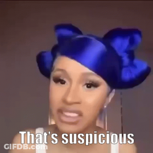 Woman With Blue Hair Saying That's Suspicious GIF