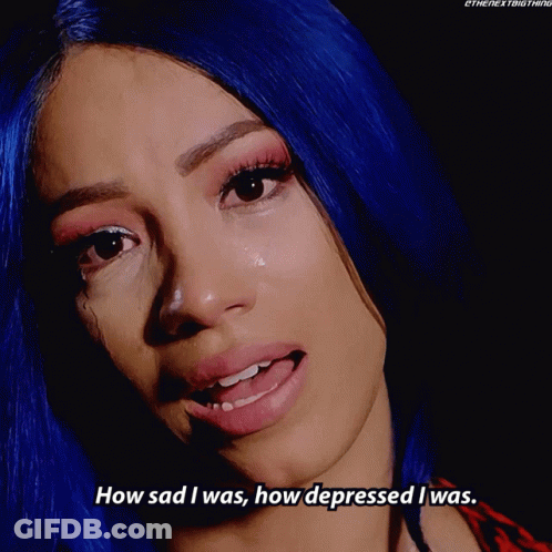 Woman With Blue Hair Says How Sad I Was And How Depressed I Was GIF