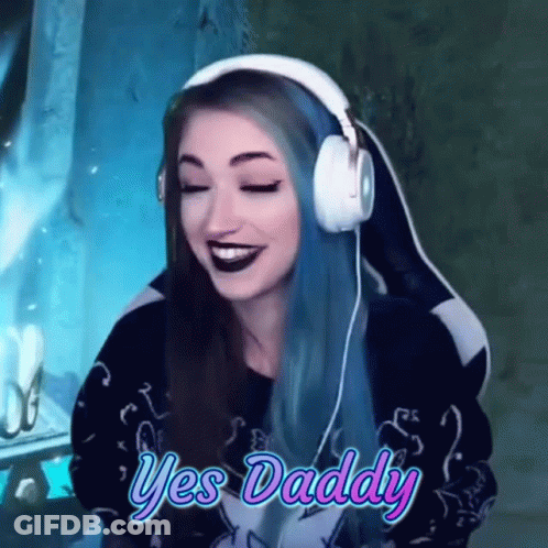 Woman With Blue Hair Smiling In Headphones GIF