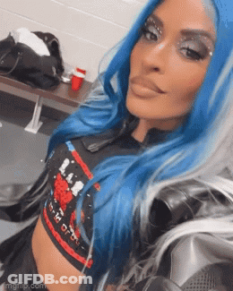 Woman With Blue Hair Taking Selfie GIF