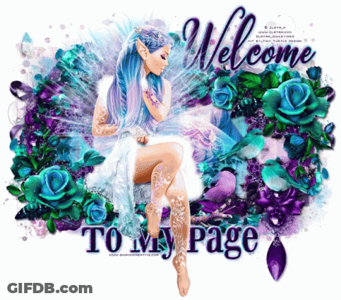 Woman With Blue Hair Welcome To My Page GIF