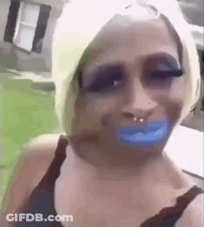 Woman With Blue Lips And Nose Ring GIF