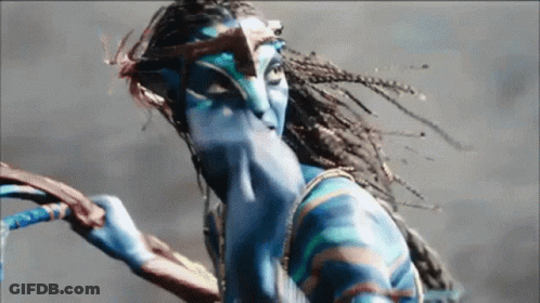 Woman With Blue Paint Holding Rope GIF