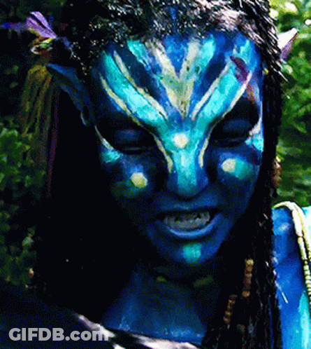 Woman With Blue Paint Holding Rope GIF