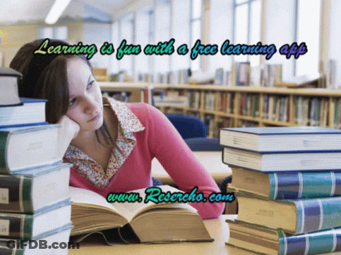Woman With Books Learning Is Fun With Free Learning App GIF