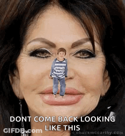 Woman With Boy Standing On Her Lips GIF