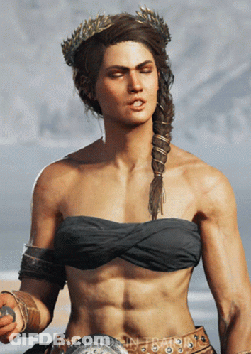 Woman With Braided Ponytail And Laurel Wreath Mythos In Training GIF