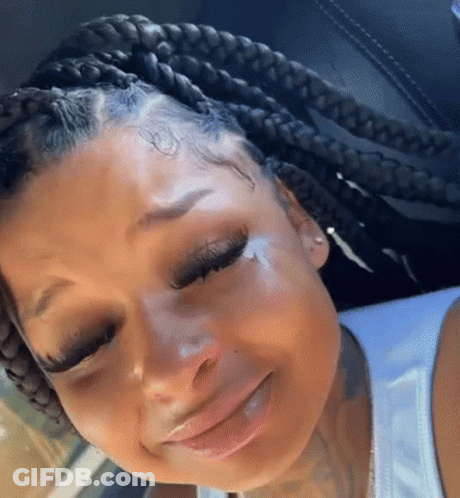 Woman With Braids Crying Eyes Closed Mouth Open GIF