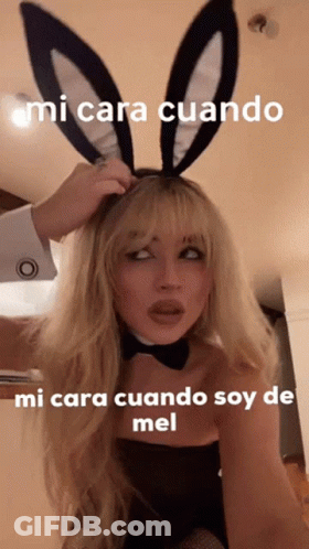 Woman With Bunny Ears And Bow Tie Mi Cara Cuando Soy De Mel GIF