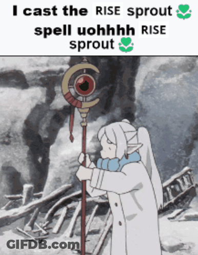 Woman With Cane Saying Rise Sprout Spell Uohhhh GIF