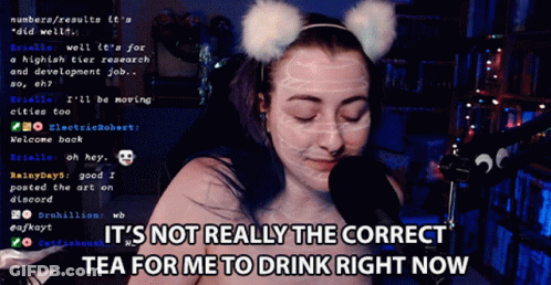 Woman With Cat Ear Headband Says Its Not The Correct Tea For Me GIF