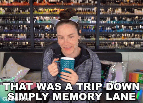 Woman With Cat Ears Holding Coffee Saying Memory Lane GIF