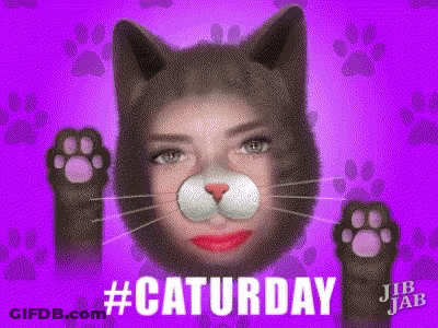 Woman With Cat Mask, Paws, And Paw Prints GIF
