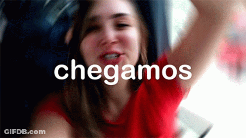 Woman With Chegamos Text GIF