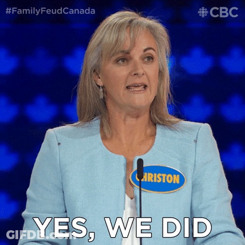 Woman With Christon Name Tag Saying Yes We Did GIF